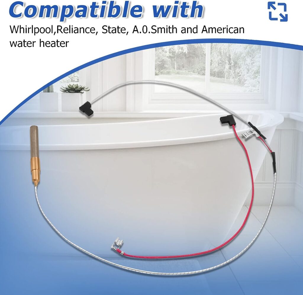 Upgrade 100112328 21 Thermopile Assembly for Gas Water Heater, 750 Millivolt Thermopile Replacement Kit Compatible with Reliance, Whirlpool, A.O.Smith, Kenmore, State, American Water Heater