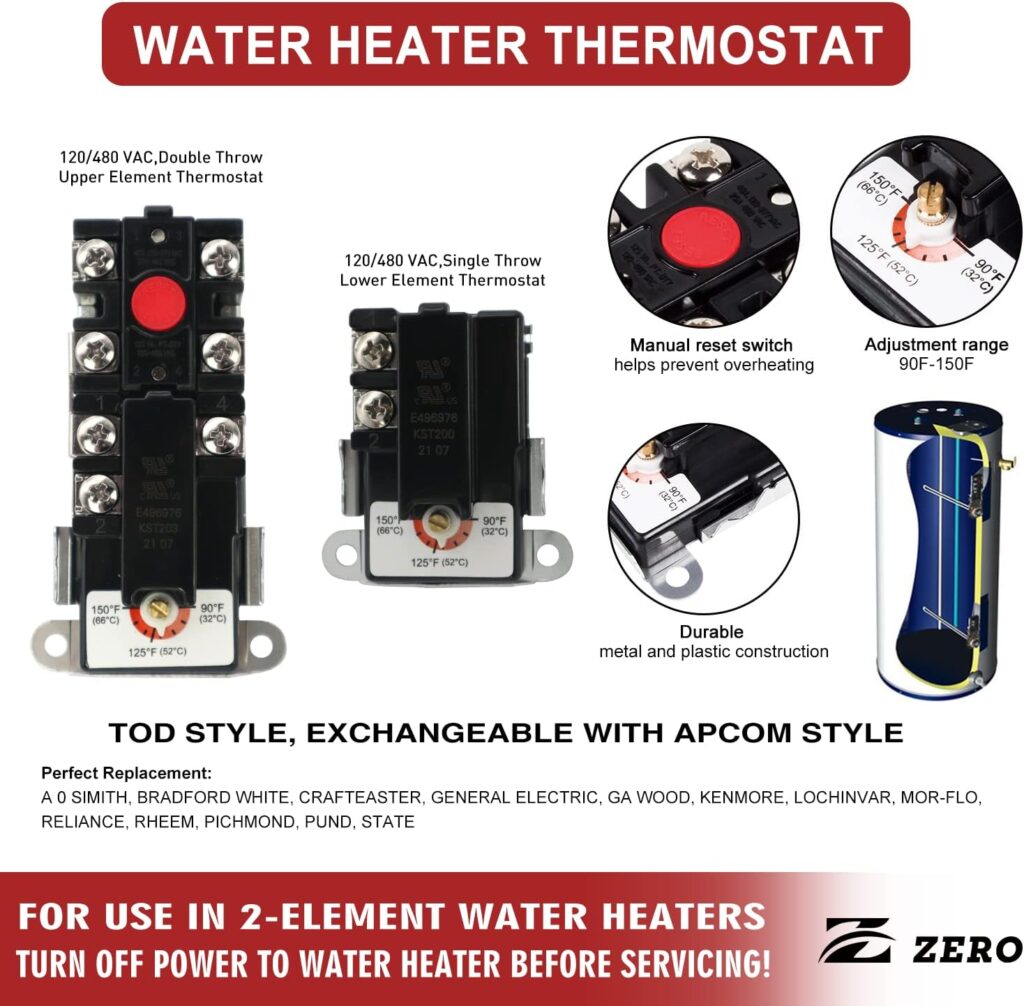 Zero Electric Water Heater Thermostat Plumber Repair Pack Tune-Up Kit