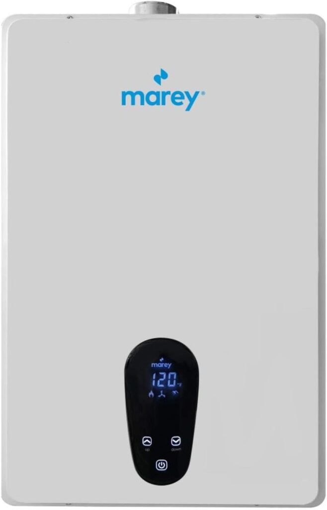 MAREY GA24CSANG Max 8.34GPM, High Efficiency, CSA Certified, Residential Multiple Points of Use Natural Gas Tankless Water Heater, White, Small